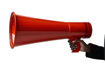 Red megaphone for announcements and public communication.