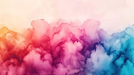 Fototapeta premium Candy watercolor concept. Vibrant abstract cloud texture with colorful swirls in pink, blue, and orange hues.