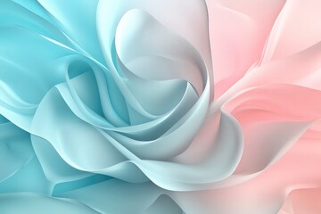 A high-quality 3D illustration of smooth curves and flowing gradients in a blend of soft pastel blue and pink colors.