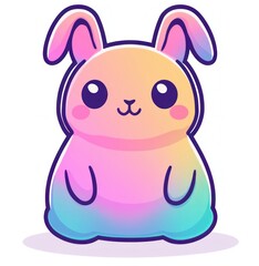 Adorable Pastel Rainbow Bunny Rabbit Cartoon Illustration Cute Kawaii Animal Character Design
