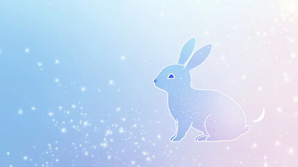 Obraz premium Dotted Bunny in a Starry Pastel Sky