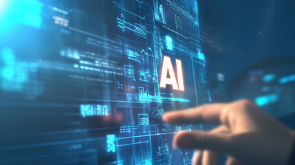 screen with the word AI- hand pointing on it

