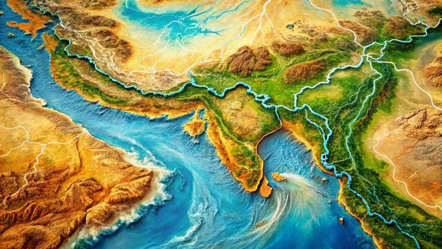 Indus River World Map Portrait Photography: Ancient Civilization Flowing Through Time
