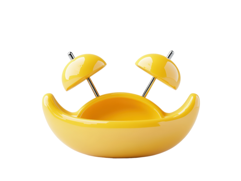 Isolated Minimalist Yellow Alarm Clock