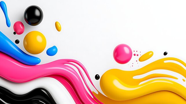 Abstract Colorful Paint Splashes and Spheres