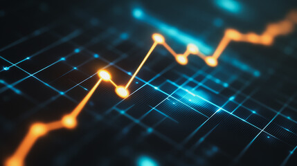Abstract business Financial charts show a significant increase in profits in the stock market.This is driven by higher interest rates and continued growth. In the innovation world network of financial