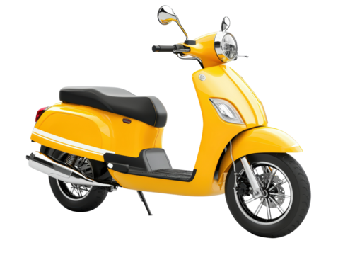 Isolated Yellow Scooter Side View