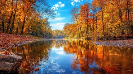 Obraz premium Autumn River Reflection