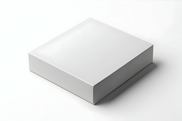 A blank packaging box mockup isolated on a white background, perfect for showcasing minimal product designs.