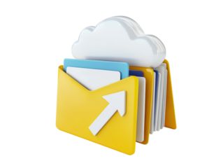 Isolated Yellow Folder Sending to Cloud