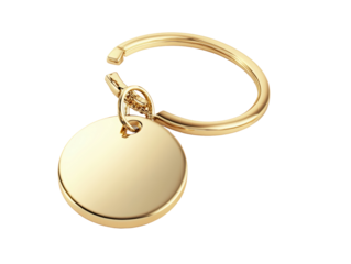 Isolated Golden Round Keychain