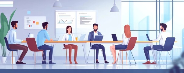 business people team meeting in modern office design planning ideas concept, Generative AI