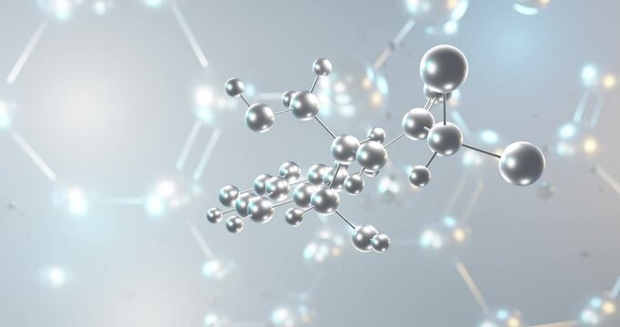 Chloramphenicol rotating 3d molecule, molecular structure of antibiotic, seamless video