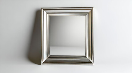 Silver Framed Mirror Reflecting Blank Space