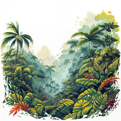 tropical island with palm trees