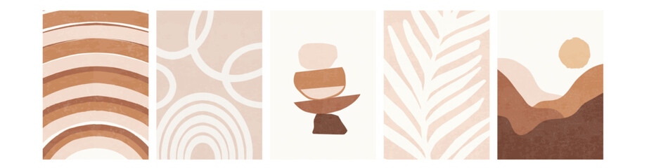 Minimalist Abstract Boho Illustration with Earthy Tones