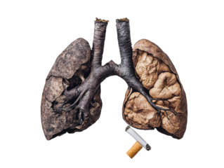 Isolated Damaged Lungs with Cigarette