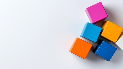 Obraz premium Colorful Blocks on White Background: Abstract Geometric Composition