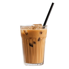 Isolated Glass of Iced Coffee with Straw