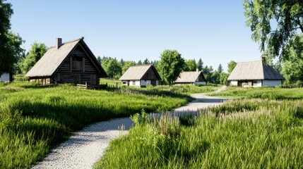 Obraz premium Rural Village Landscape