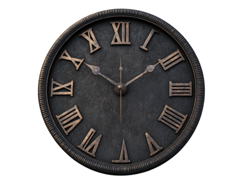 Isolated Black Clock Face with Roman Numerals