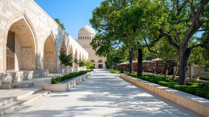 Fototapeta premium Sunlit Mosque Courtyard