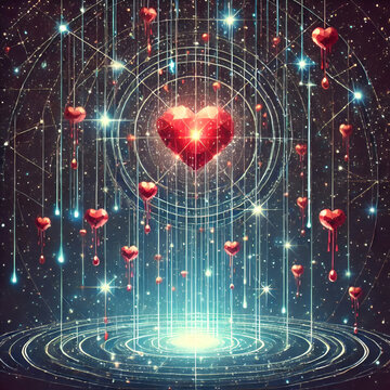 Valentine theme , background with a rain of granet heart 