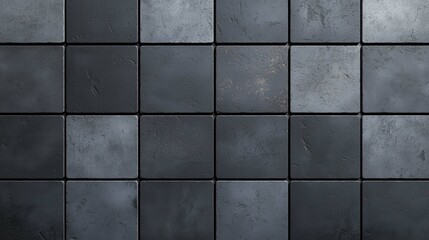 Gray tiled surface with a textured design, arranged in a neat grid pattern, showcasing varying shades of gray.