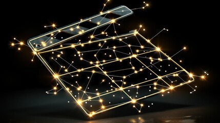 Glowing Film Clapperboard: Digital Connectivity in Cinema