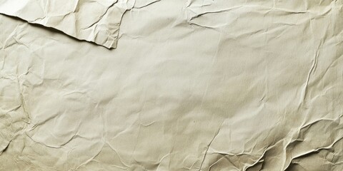 Aged wrinkled ecru paper background with subtle textures and soft hues creates a vintage aesthetic ideal for creative projects and designs.