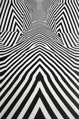 Dynamic Black and White Zigzag Lines Creating Mesmerizing Optical Illusion with Varying Thickness