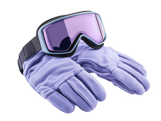 Isolated Light Blue Ski Goggles and Gloves