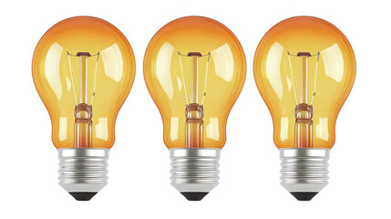 Bright Orange Light Bulbs on a Transparent Background Generative AI