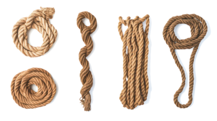 Shape of Long Ropes on Clear Background Generative AI