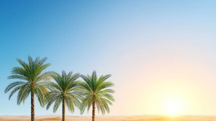 Desert Sunset with Palm Trees