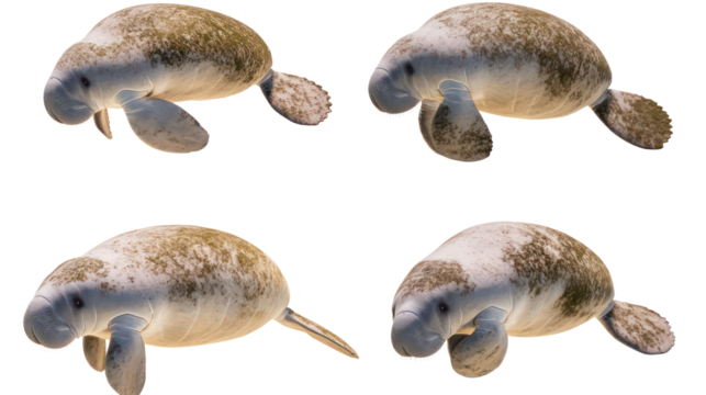 Manatees Swimming Gracefully in Clear Waters Generative AI