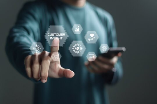 Customer insight marketing concept. Using customer insight to build strong customer relationship and increase customer loyalty.