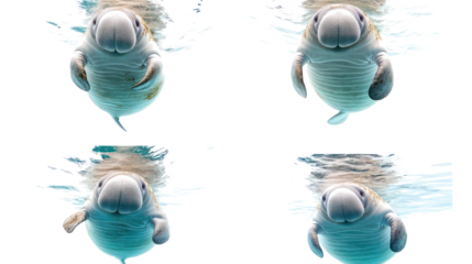 Manatees Swimming Gracefully in Clear Waters Generative AI