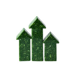 Isolated Three Green Upward Arrows