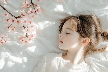 A minimalist banner featuring a single branch of pink sakura flowers, radiating elegance and serenity in sunlight.