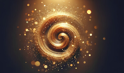 A swirling vortex of golden light and sparkles, creating a mesmerizing abstract pattern against 