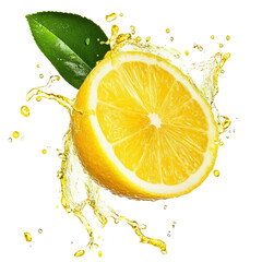 Isolated Lemon Slice with Splash