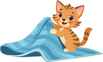 Cute orange cat playing clipart for kids Cartoon cat character vector design, or animals flat design.