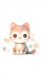 Obraz premium Whimsical Claymation Illustration of a Smiling Cat in Pastel Colors on a Soft White Background