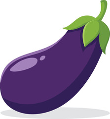 Eggplant Vegetable Cartoon Vector Icon, and Food Nature Icon Concept Isolated Premium Flat design.