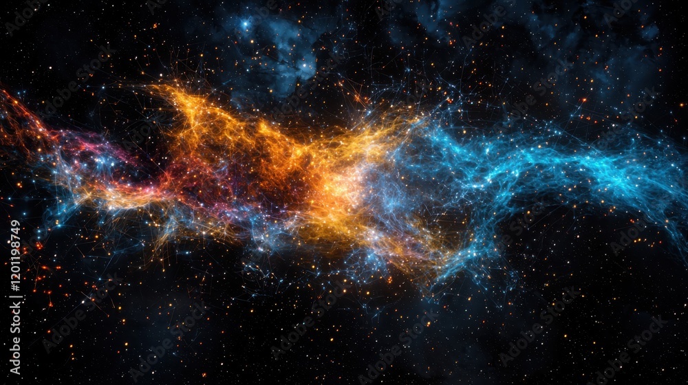 Aufkleber dynamic visualization of colorful digital data streams in abstract space cosmic environment high-def
