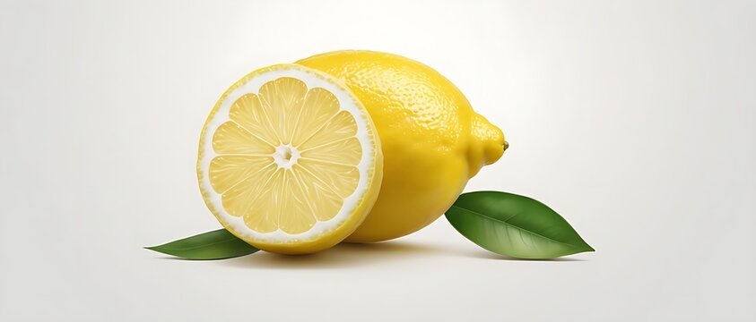 lemons and slice on a white background