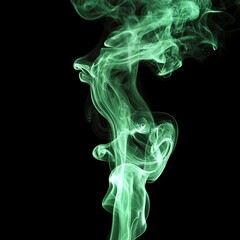 Fototapeta premium Abstract Green Smoke Swirls on Black Background - Smoke Photography