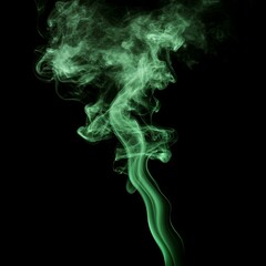 Fototapeta premium Abstract Green Smoke Photography: Swirling Wisps on Black Background