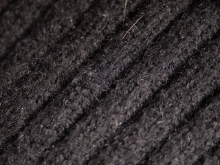 The image is of a black sweater with a lot of hair on it